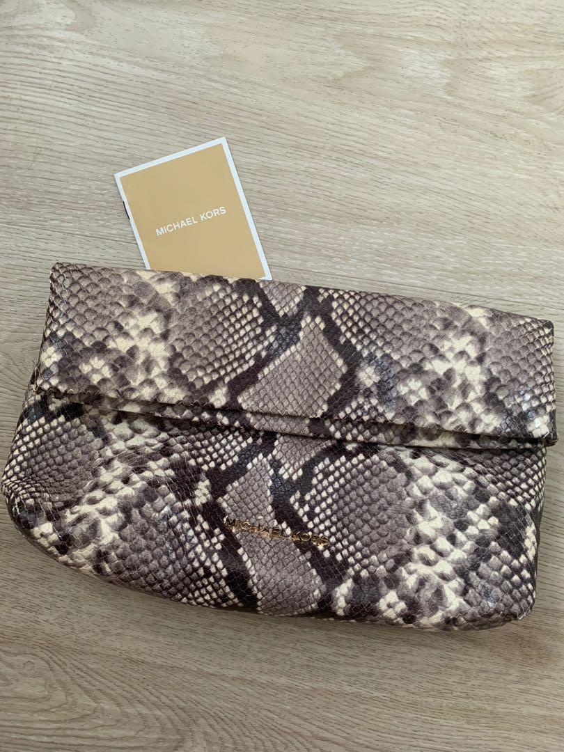 Authentic Michael Kors Snakeskin Leather Clutch
