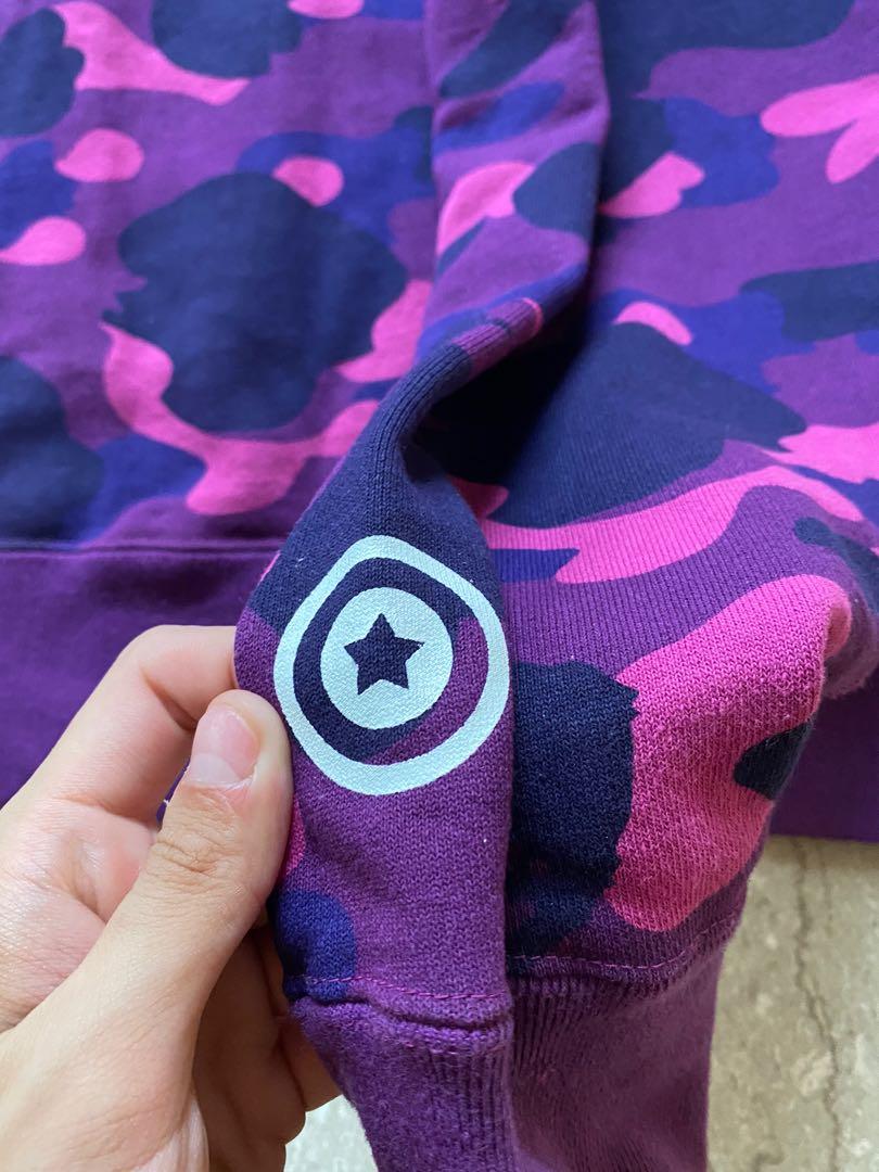 Bape Purple Camo Double Shark Full Zip Hoodie