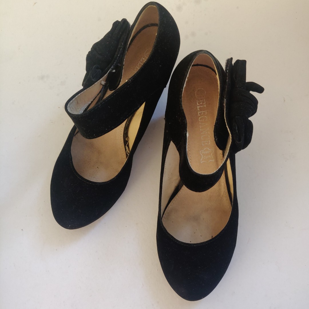 Black Mary Jane Wedge, Women's Fashion, Footwear, Flats & Sandals on ...
