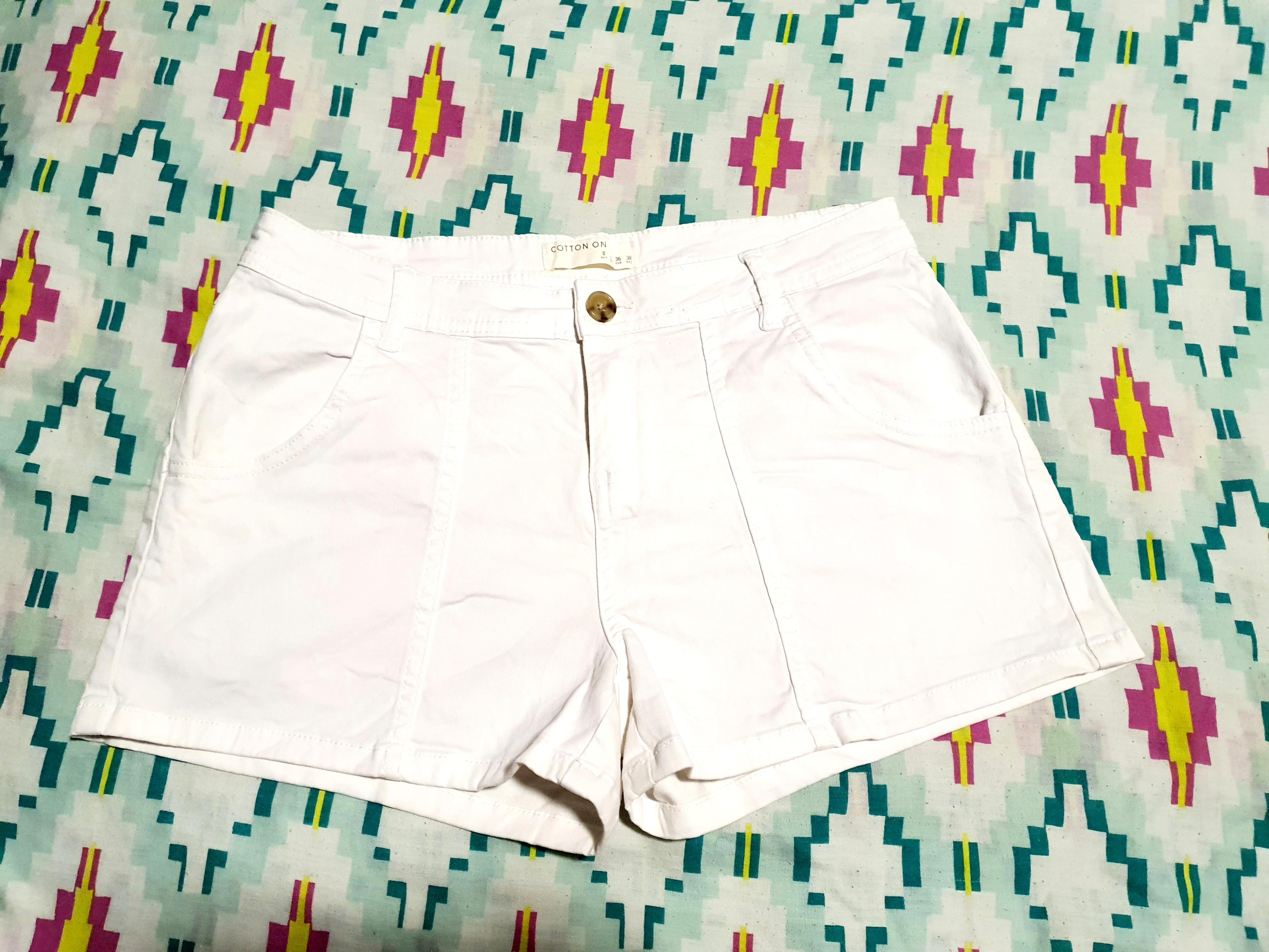 Cotton white shorts womens clearance