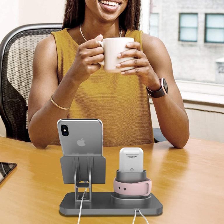 Fingic 3 In 1 Apple Iwatch Charging Stand Apple Watch Airpods Charger Dock Charging Dock Accessories For Ipad Phone Desktop Tablet Holder For Airpods Apple Watch Ipad Iphone Samsung Android Gray Electronics Others On Carousell