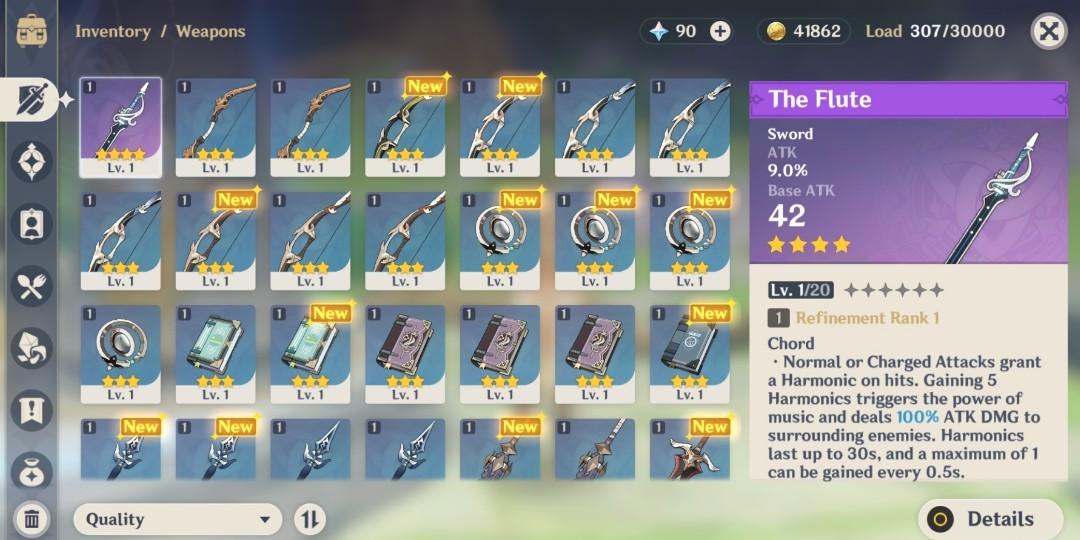 Genshin impact keqing ar7+ best lvl4 weapon for keqing the flute, Video