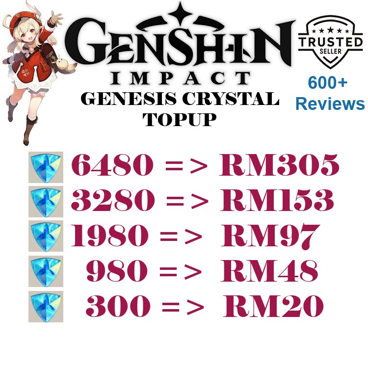 Genshin Impact Topup Genesis Crystal Mihoyo, Video Gaming, Video