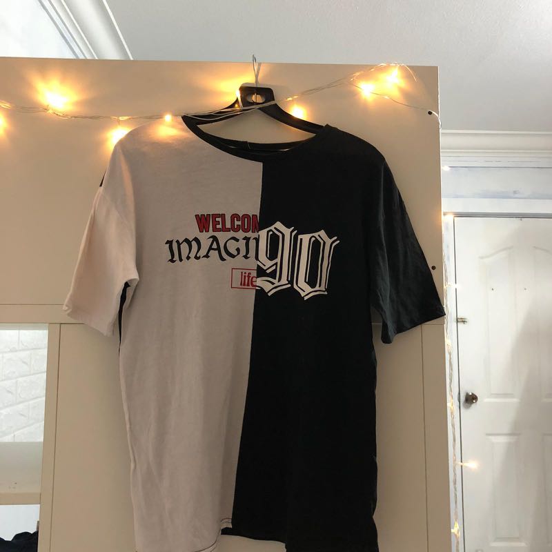 h&m half black half white shirt, Women's Fashion, Tops, Other Tops on