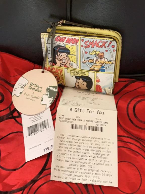 Kate Spade New York Archie Tribute Wallet Small Comic Betty Veronica,  Luxury, Bags & Wallets on Carousell