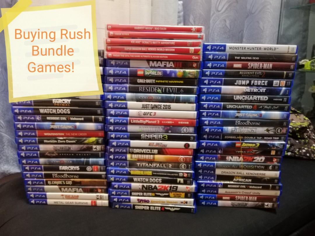 LF Rush PS4 Games (Category: PlayStation) located in Manila. Submitted by acvillagonza (Listing ID 1046616801, Image 1). Description: looking for bundle games turns your finished games into cash pm me.