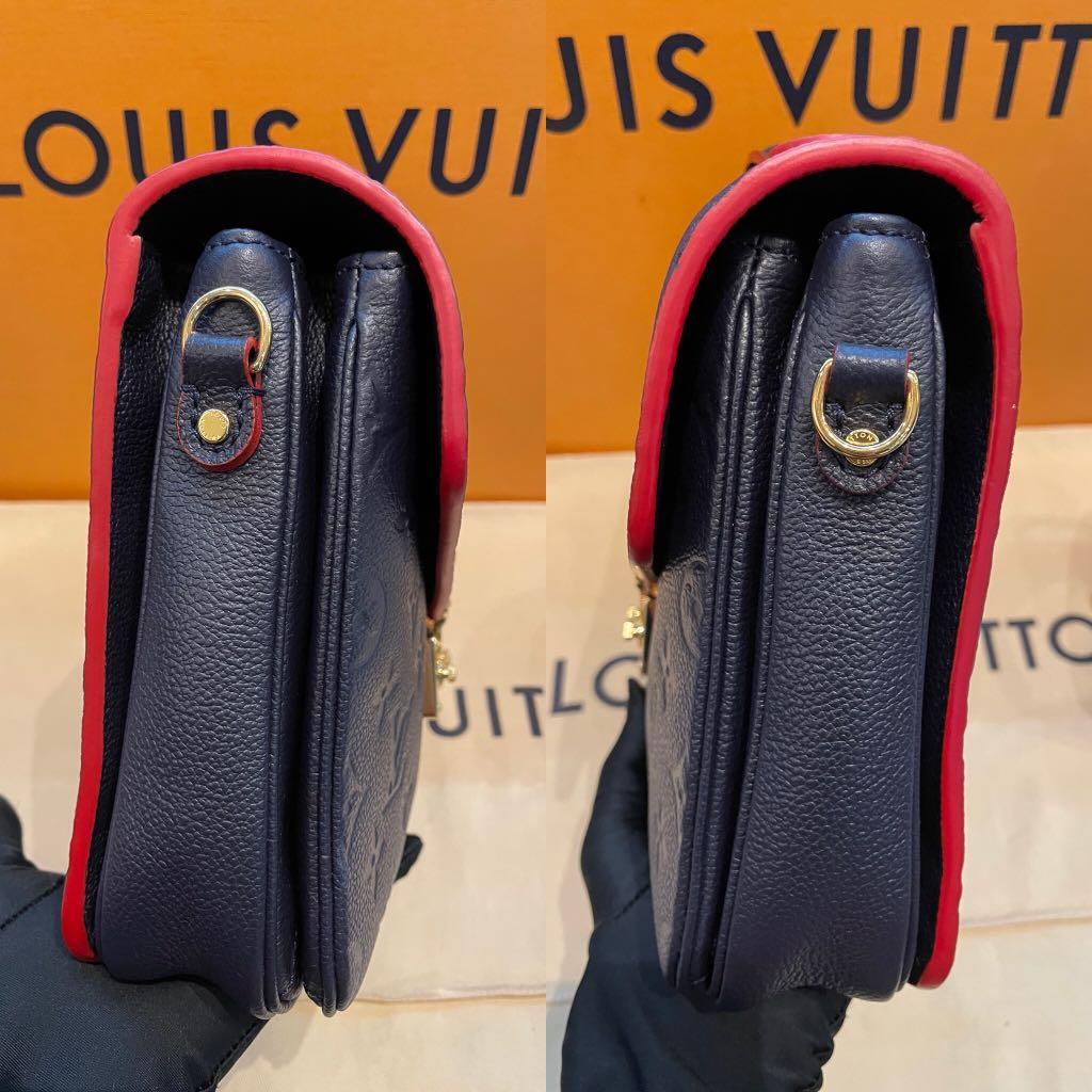 Louis Vuitton, Bags, Louis Vuitton Pochette Metis Navy Red Leather Bag  Ar19