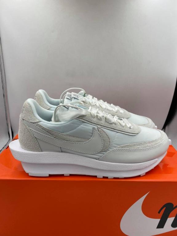 nike sacai white nylon on feet