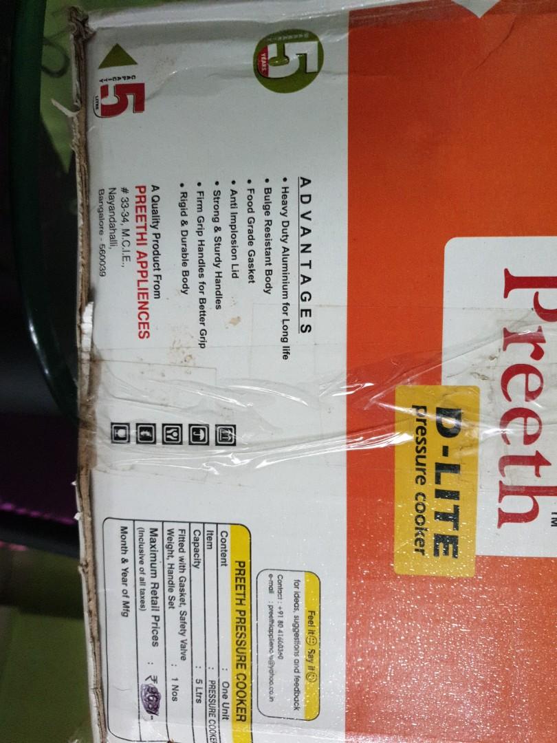 Preeth pressure cooker TV Home Appliances Kitchen Appliances Cookers on Carousell