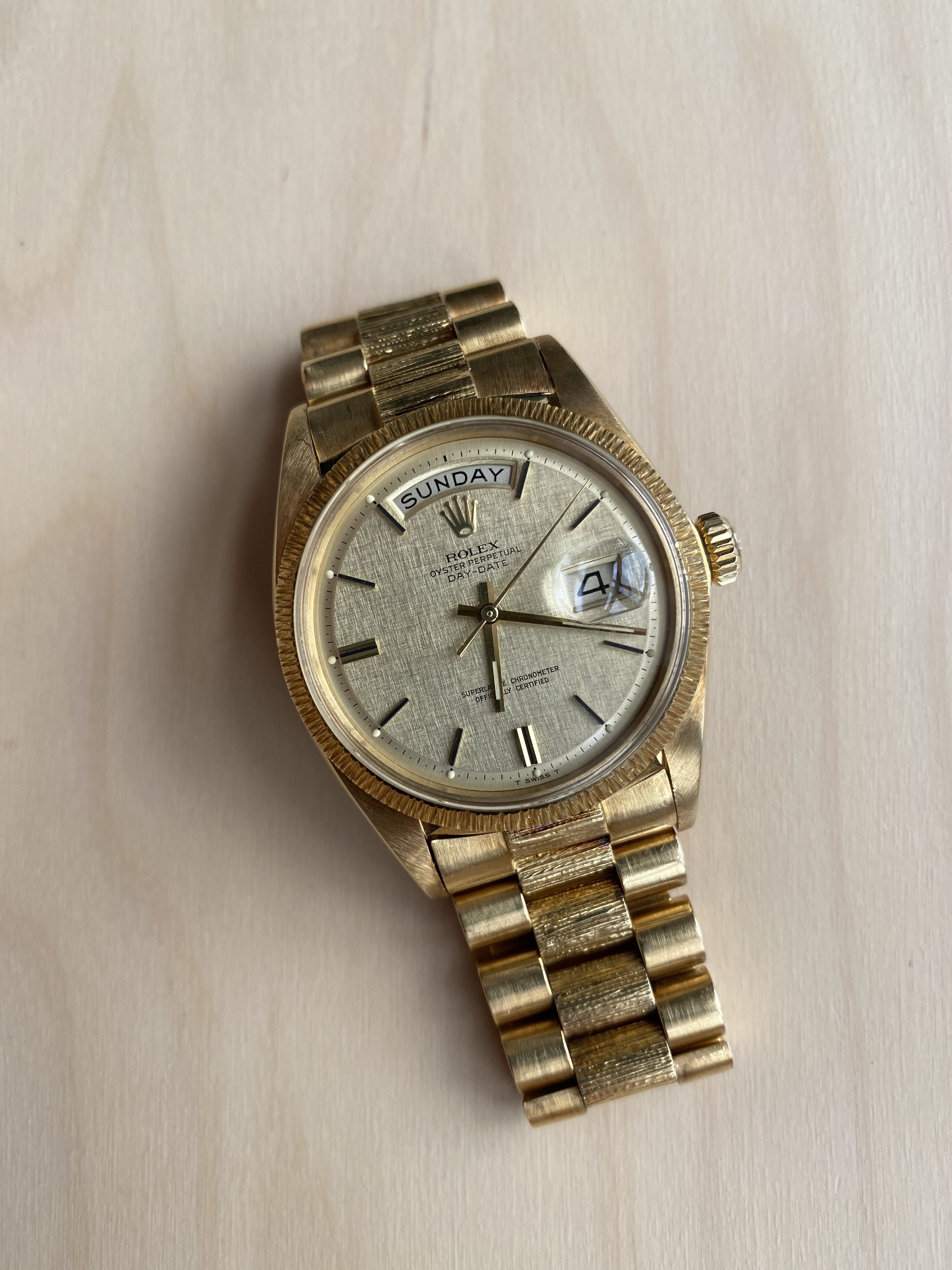 rolex day date president bark finish