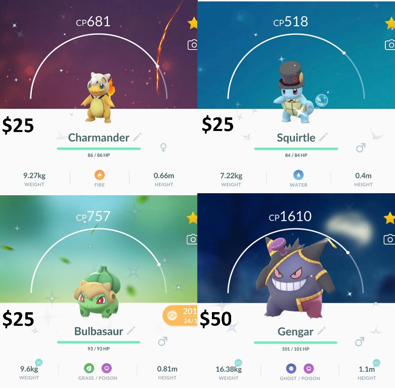 Shiny Pokemon Go Halloween Event Gengar Costume Bulbasaur Squirtle Charmander Video Gaming Video Games On Carousell