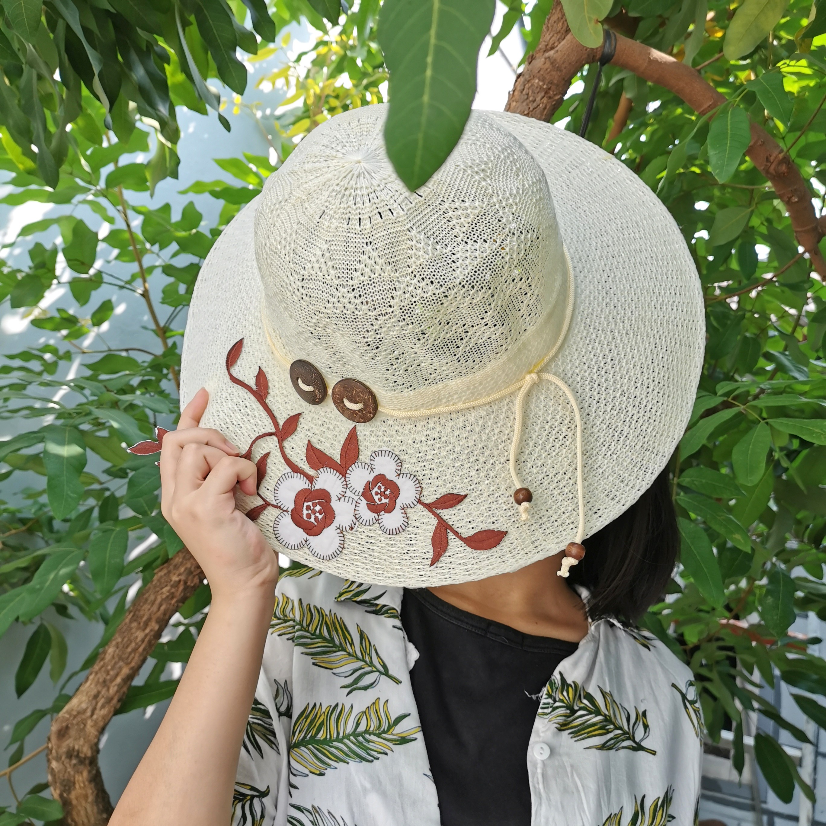 summer hat topi pantai floral beach 