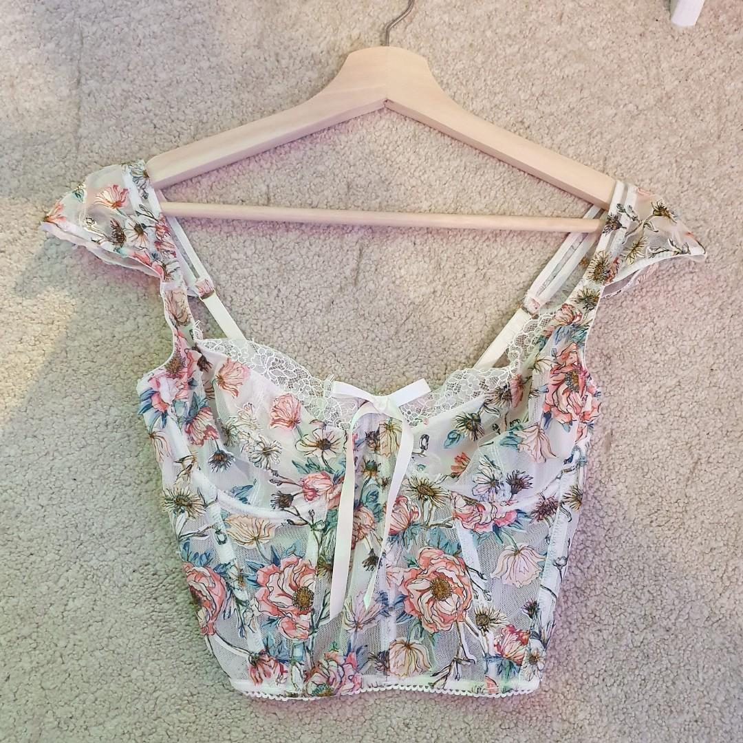 Victorias Secret floral bustier top, Women's Fashion, Tops, Sleeveless on  Carousell