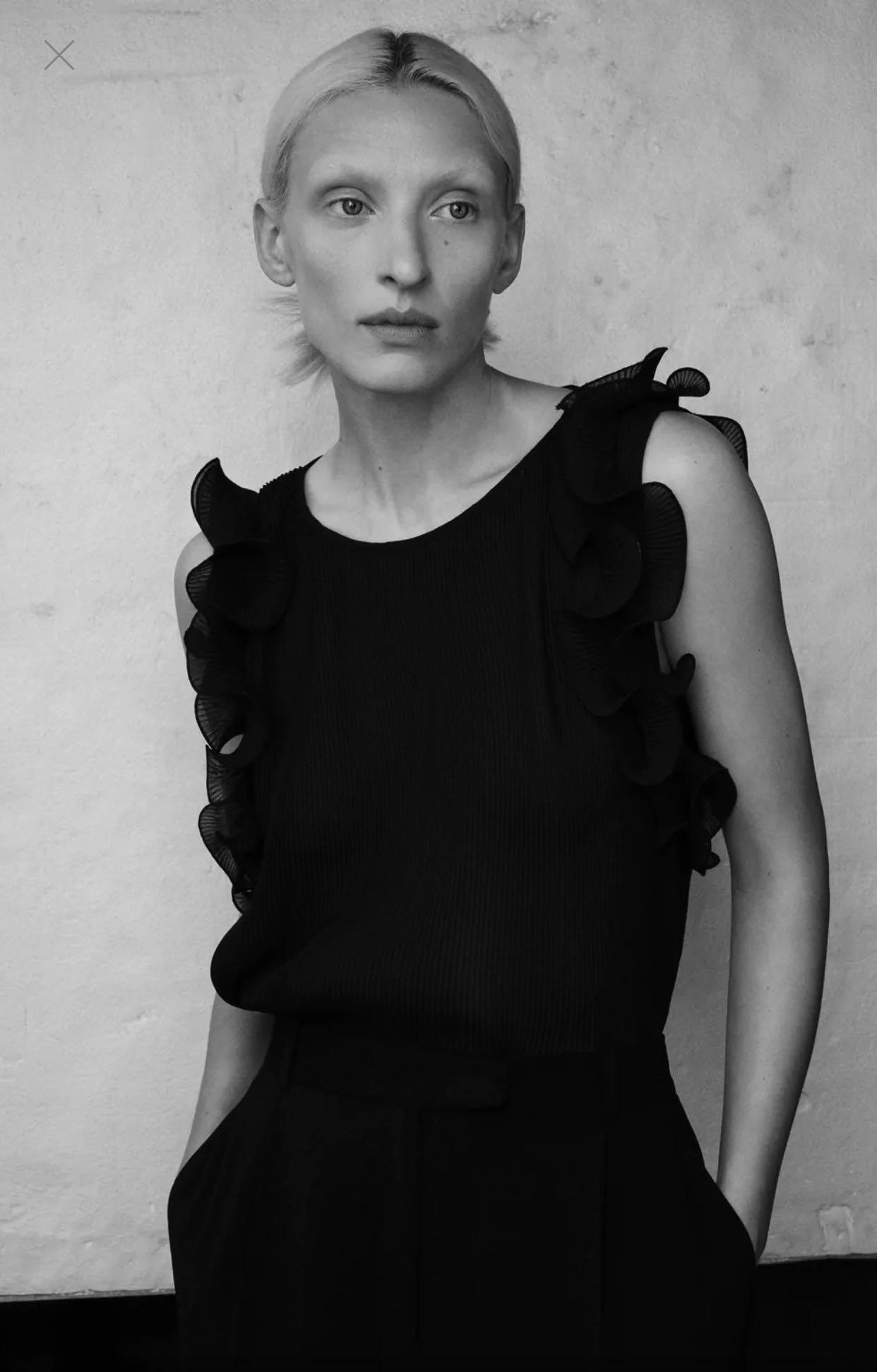 zara ruffled pleated top