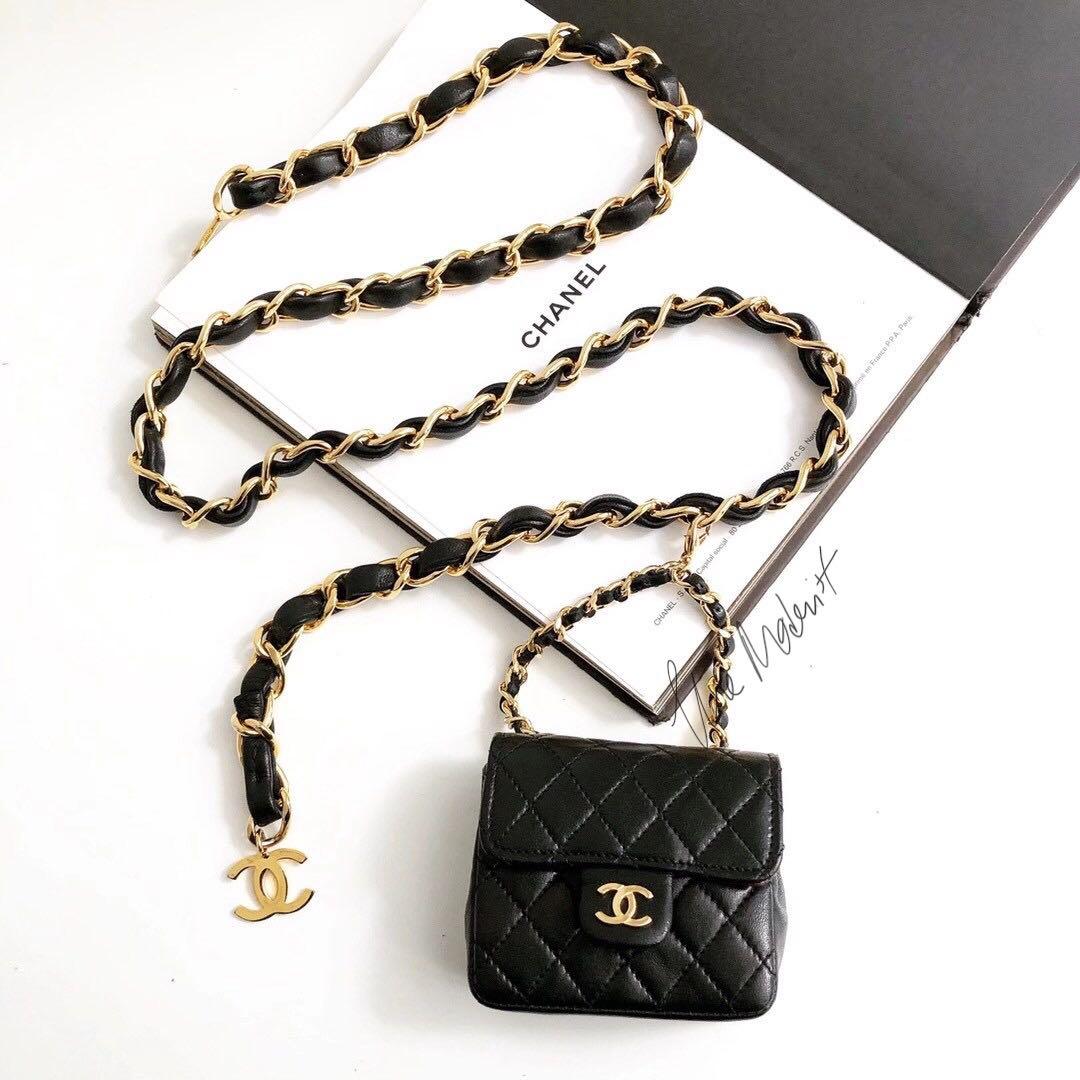 Authentic Chanel Extra Square Mini Chain Belt Bag