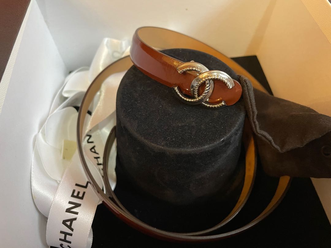 Authentic Chanel Logo Burgundy Belt Luxury Accessories on Carousell
