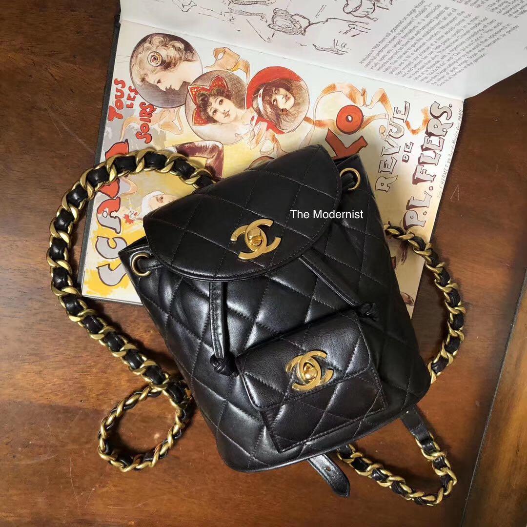 Authentic Chanel Mini Duma Backpack Black with Gold Hardware, Luxury, Bags  & Wallets on Carousell