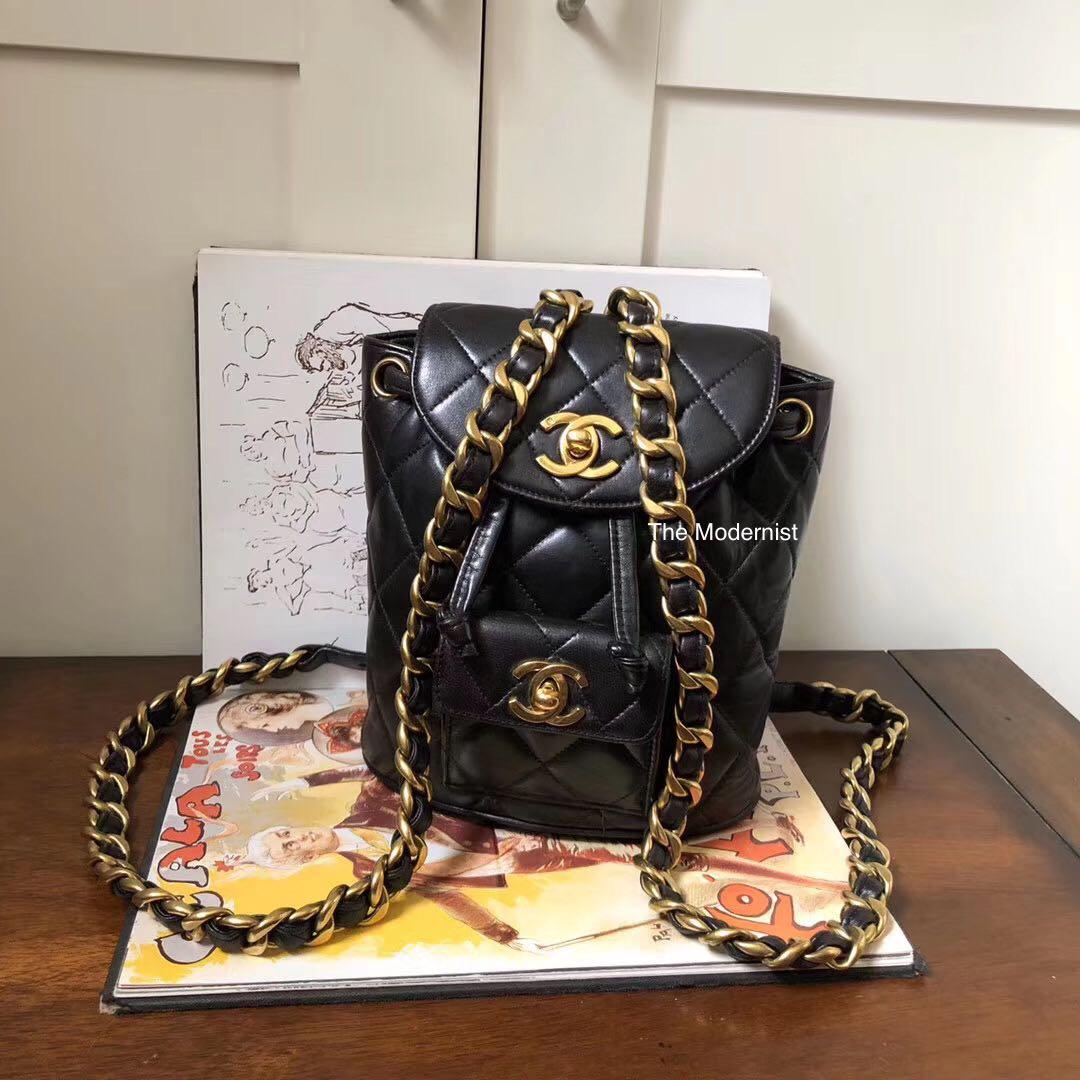 Authentic Chanel Mini Duma Backpack Black with Gold Hardware