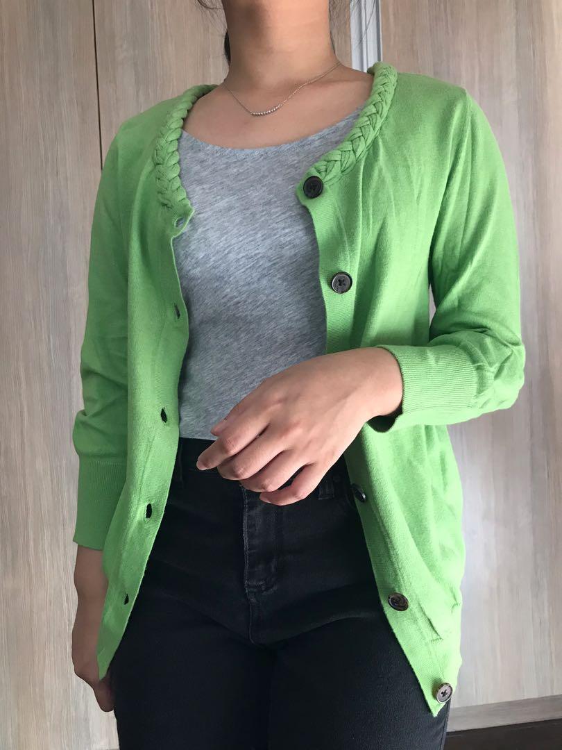 banana republic green cardigan
