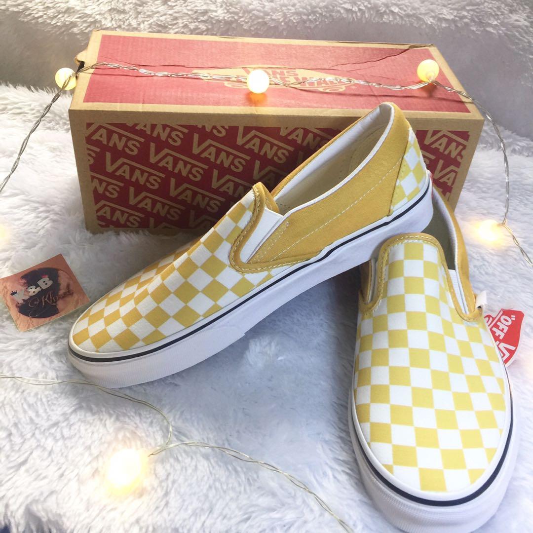 vans ochre checkerboard