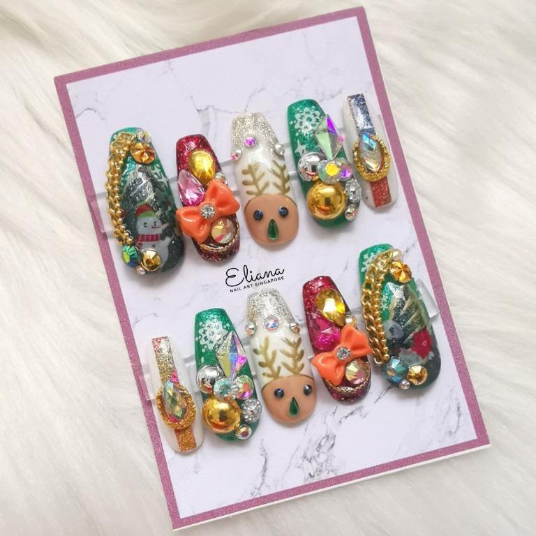 Christmas Long Ballerina Coffin Nails Press On Nails Fake Nails Full Cover Short False Nails Acrylic Nail Art Free Shipping Normal Mailing Health Beauty Hand Foot Care On Carousell