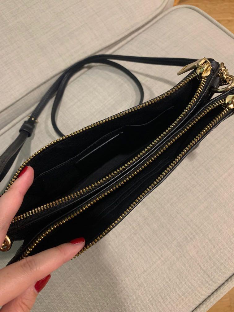 Coach double zip lyla crossbody sling bag black