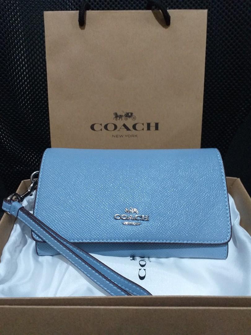 Light blue coach wallet deals