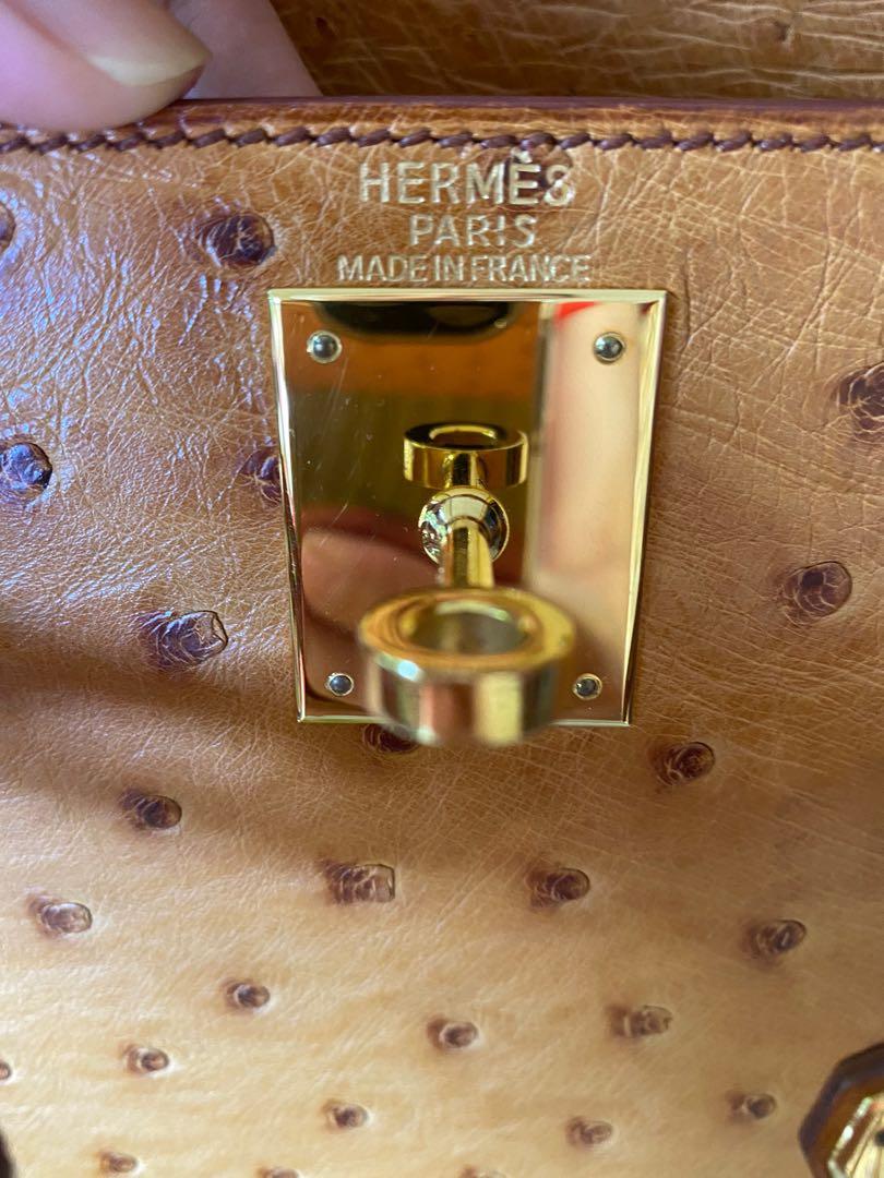 Hermès Kelly 28 Cognac Ostrich Bag
