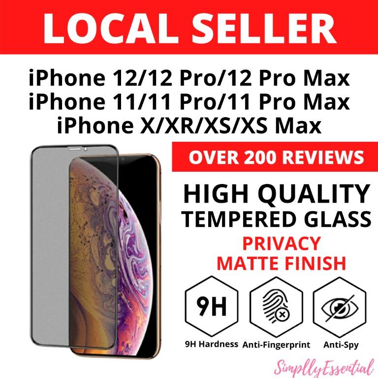 Instock 2 In 1 Privacy Matte Full Screen Protector Tempered Glass Iphone 12 12 Pro 12