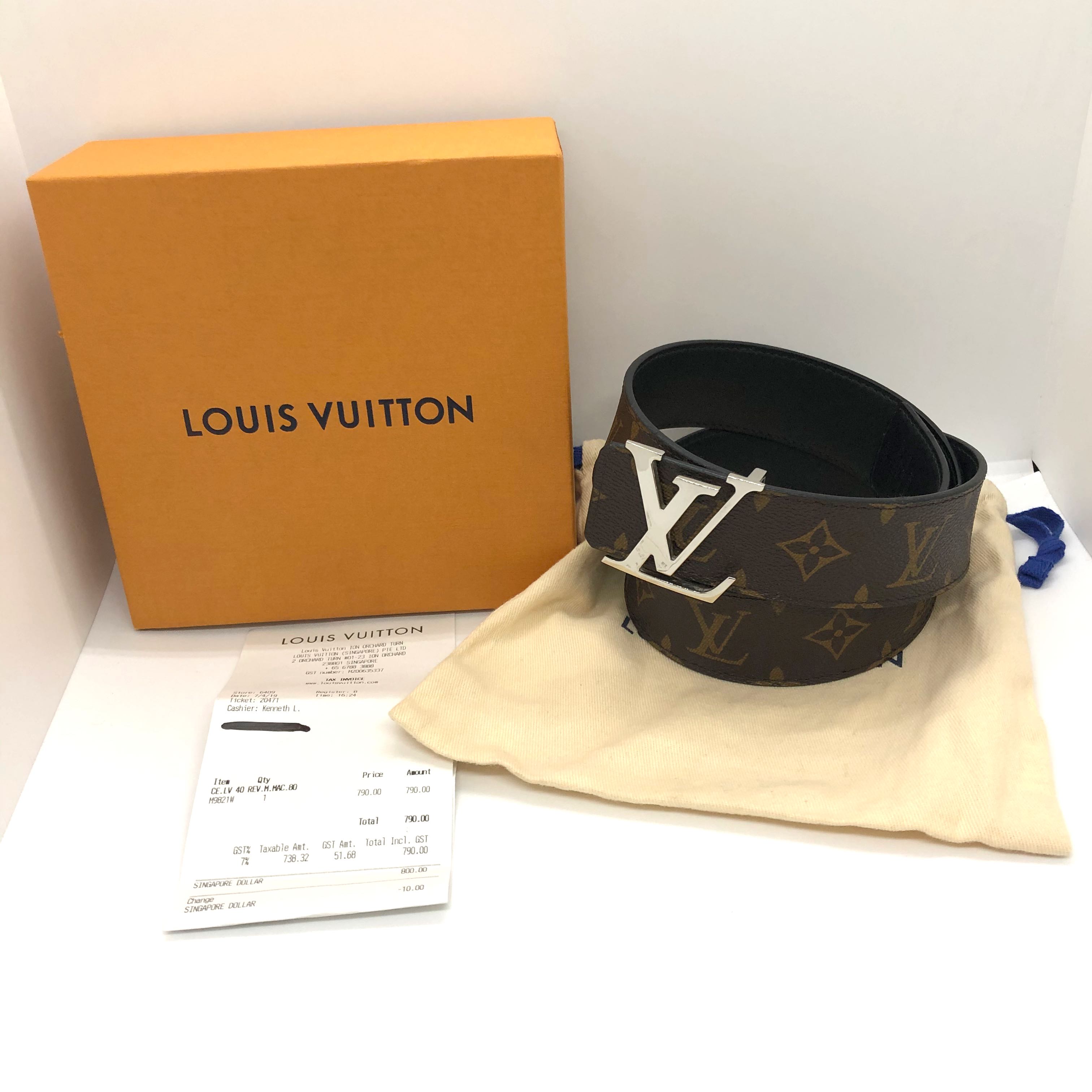 Authentic Louis Vuitton Architect 35MM Belt 85 / 34 Black Damier