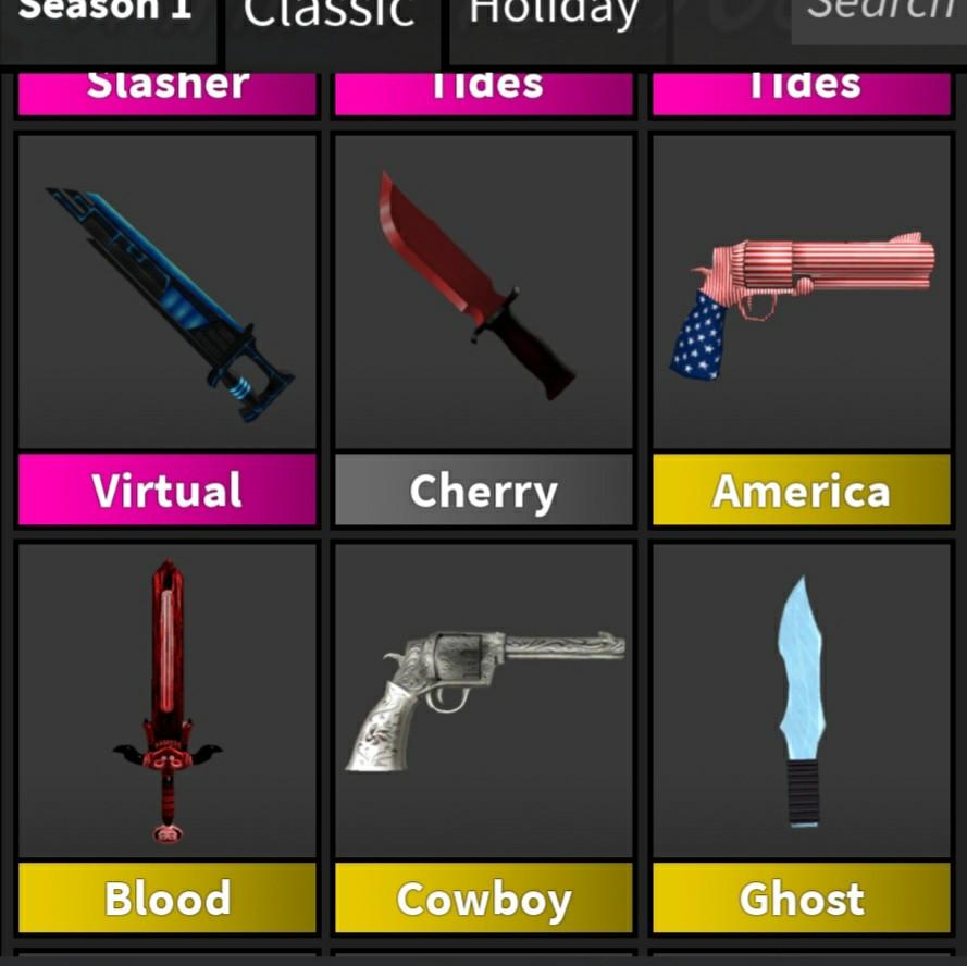 Roblox Murder Mystery 2 MM2 Blood Vintage Godly Knife and Guns