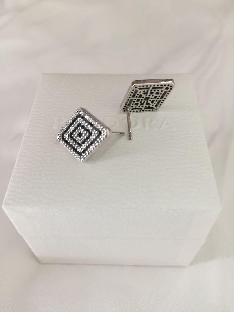 Pandora geometric lines earrings hot sale