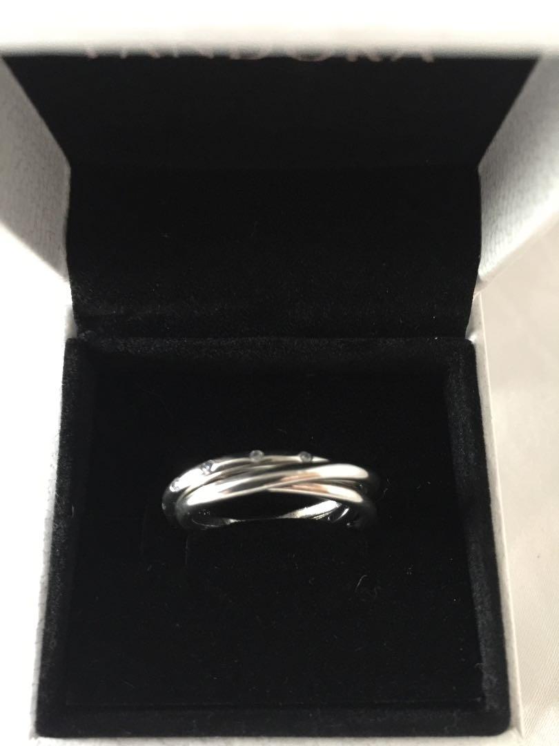 PANDORA Swirling Symmetry Ring Clear CZ sz 52