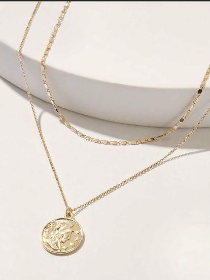 Double layered clearance coin necklace
