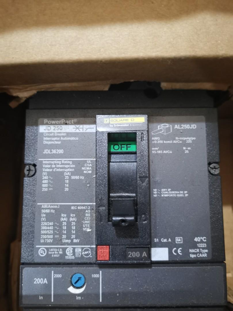 Square D 200AMP Circuit breaker (Category: Construction & Building Materials) located in Caloocan City. Submitted by dianethriftstore (Listing ID 1052654439, Image 1). Description: Square D Circuit Breaker 200AMP 3 pole PHP14,950 Location: Caloocan MOP: BPI or Gcash MOD: Grab, lalamove or Mrspeedy within Metro Manila.