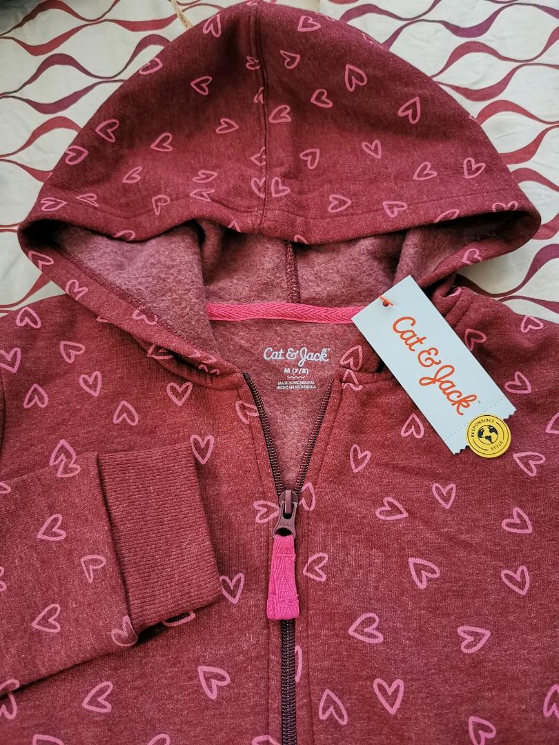 TARGET CAT JACK BURGUNDY HEART HOODIE JACKET