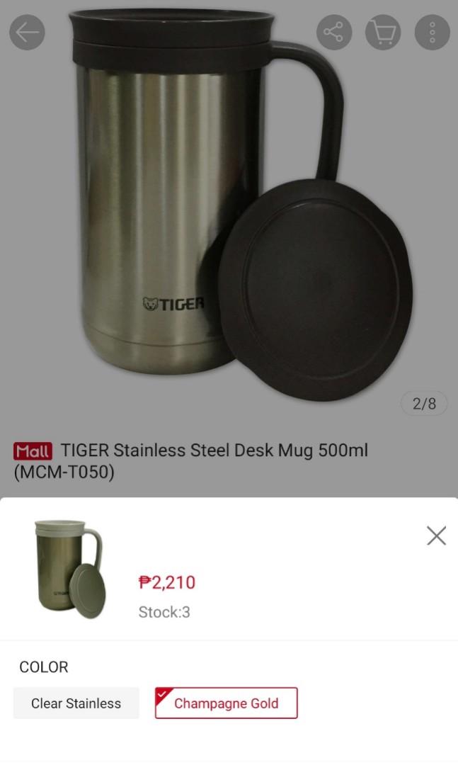 Tiger Stainless Steel Desk Mug (Category: Beverages) located in Quezon City. Submitted by belowzero0917 (Listing ID 1049805948, Image 3). Description: RFS: Bought 2 months ago as birthday gift sa parents. Hindi ginagamit Kasi may thermos mug pa..