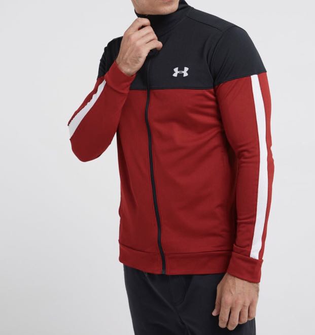 Under armour jacket best sale red