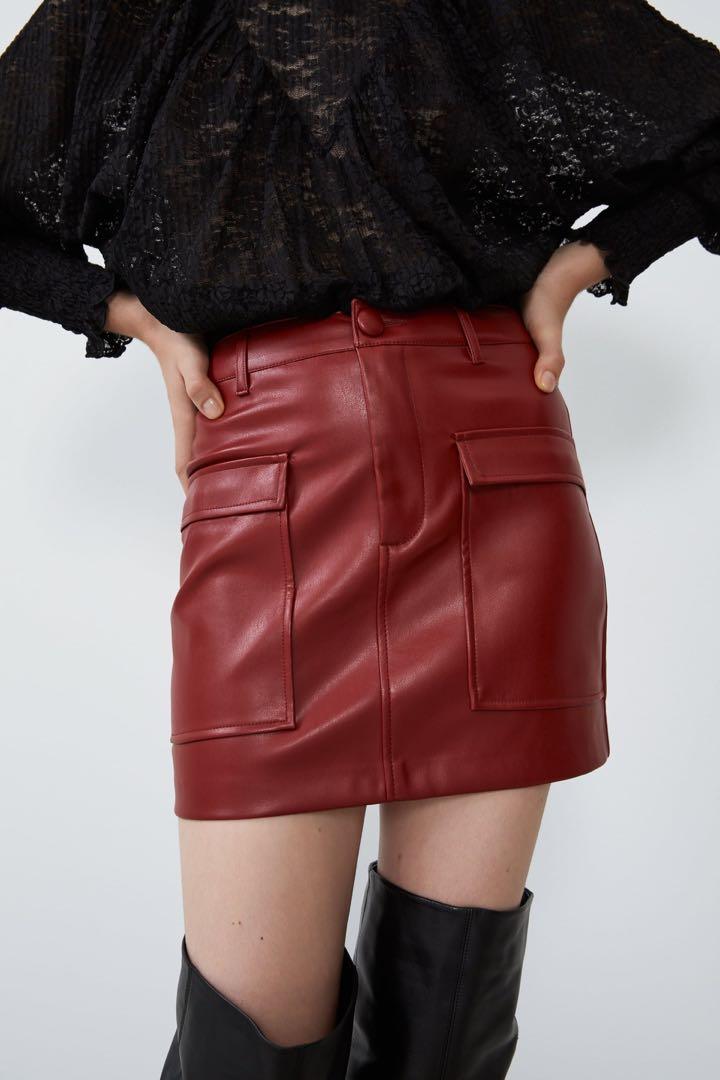 zara vegan leather skirt