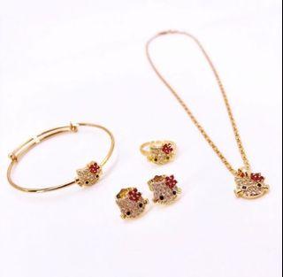 4 in 1 set including 1 necklace + 1 earrings + 1 ring + 1 Bangle