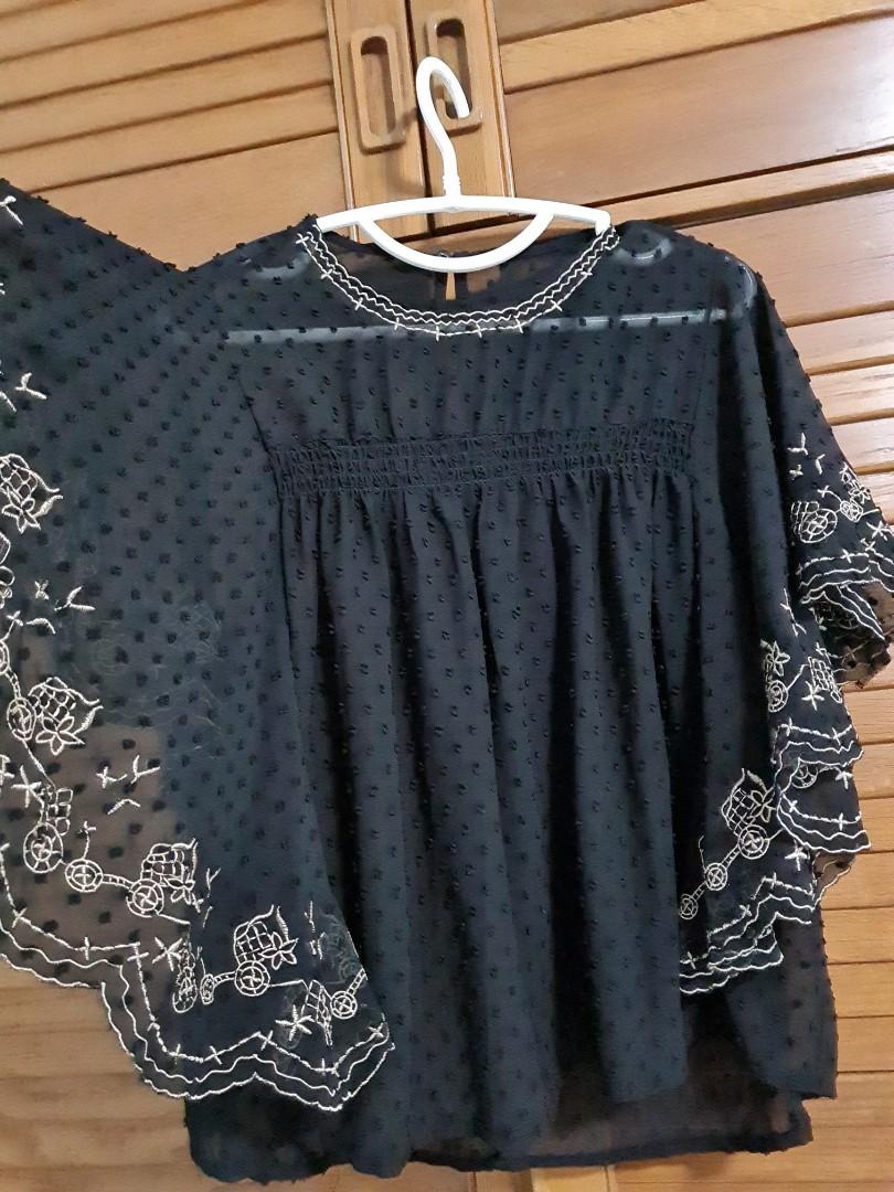 Black butterfly blouse Clearance