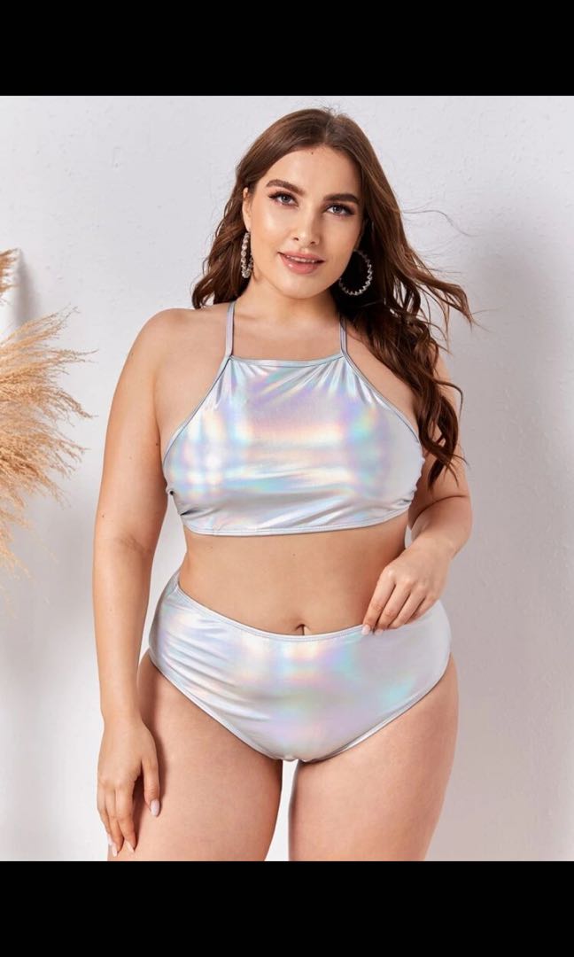 BRANDNEW Plus Holographic High Waisted Bikini Swimsuit 3XL