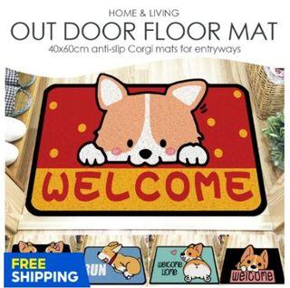 Corgi Floor PVC Mat Rug for outdoor welcome entryways and entrances