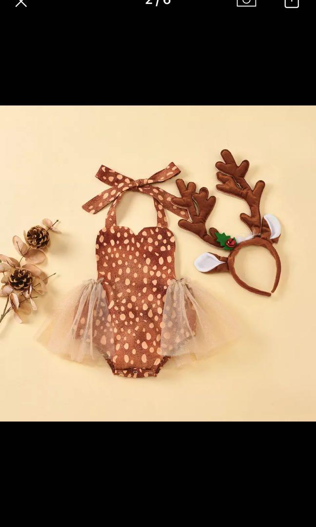 Reindeer Christmas Xmas young girls dress costume Babies Kids