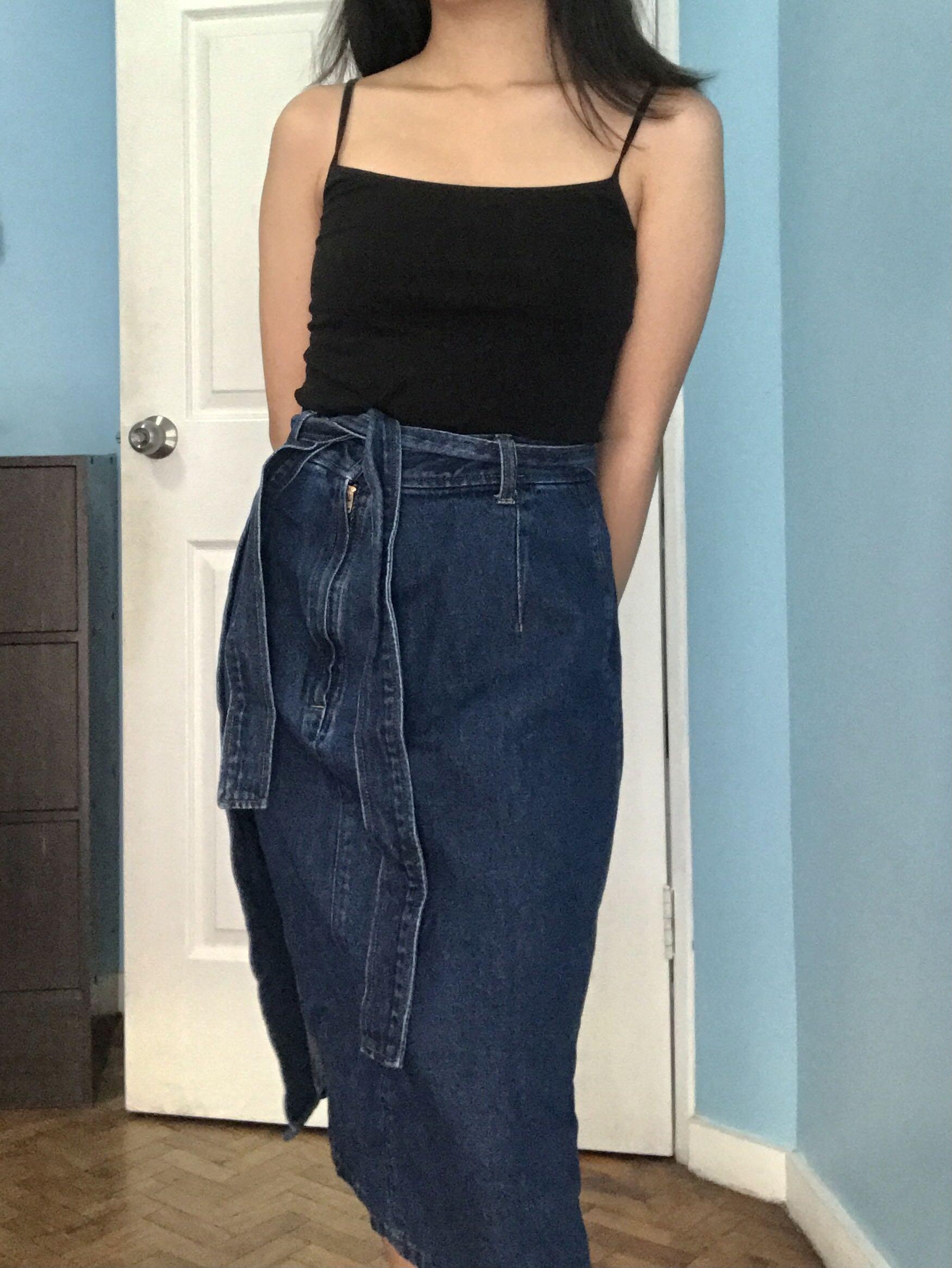 blue denim midi dress