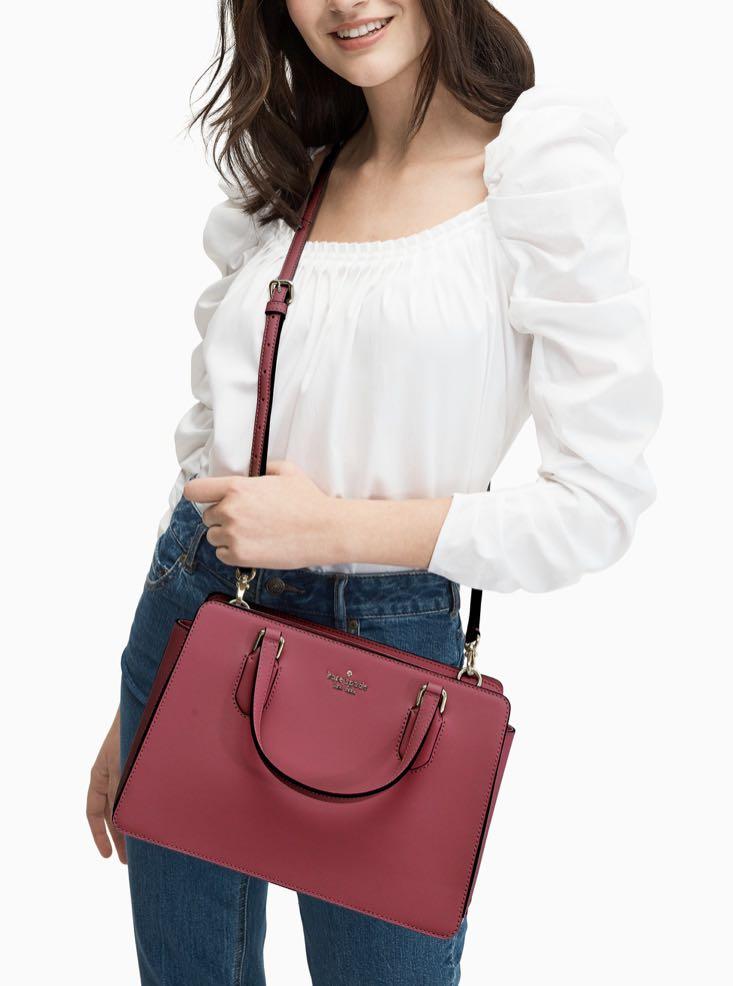 Kate Spade Laurel Way Reese Handbag Satchel Slingbag Crossbody Plaid Red Chalk Pink Stoplight Bright Red Orange Nimbus Grey Black Women s Fashion Bags Wallets Cross body Bags on Carousell
