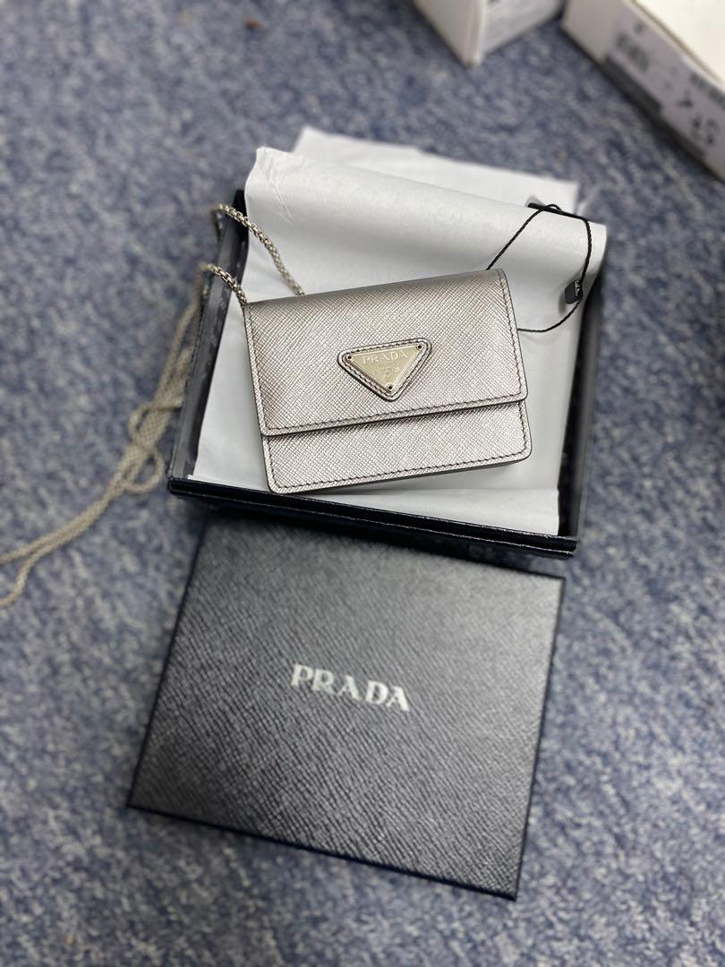 NEW ARRIVAL Prada Chain Card Holder Mini Wallet Crossbody, Luxury, Bags &  Wallets on Carousell