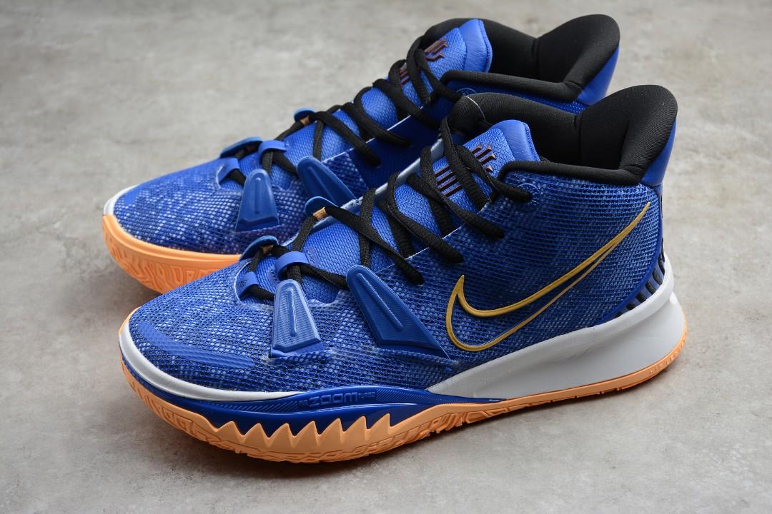 Kyrie 5 blue and gold top