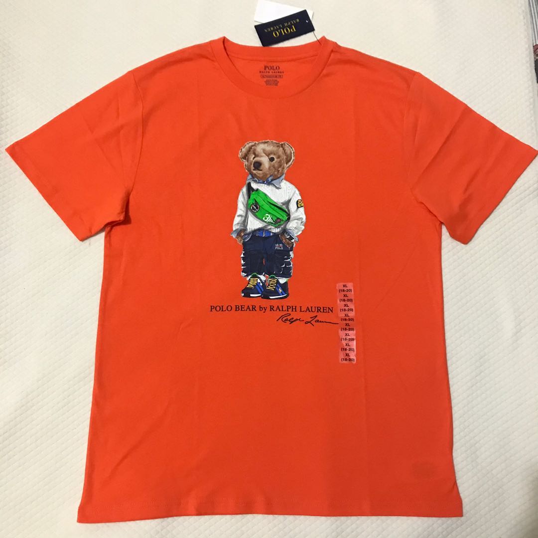 Polo Bear Tshirt Orange, Men's Fashion 