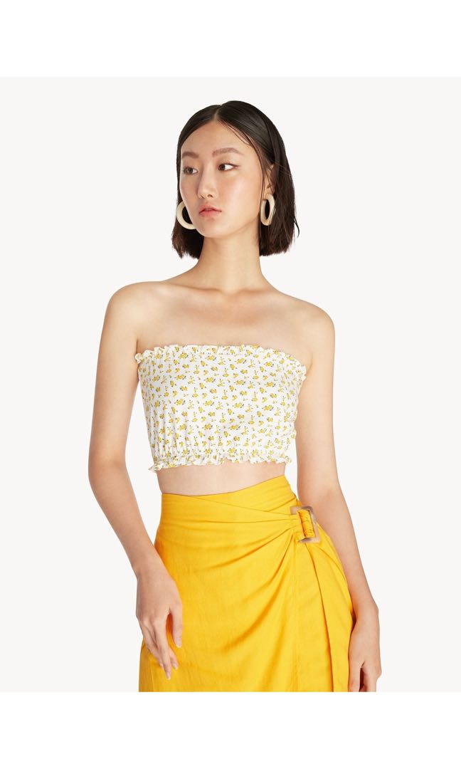 yellow floral tube top